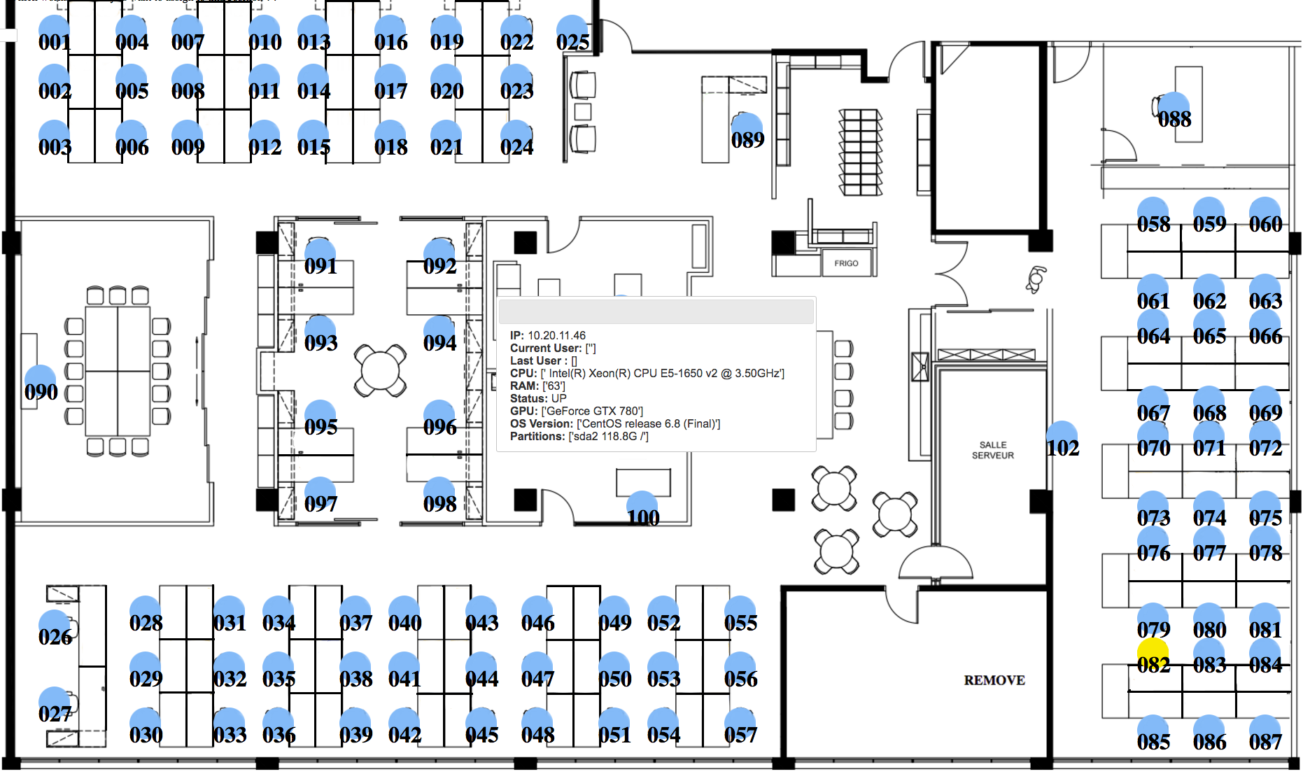 Floormap with workstation detail