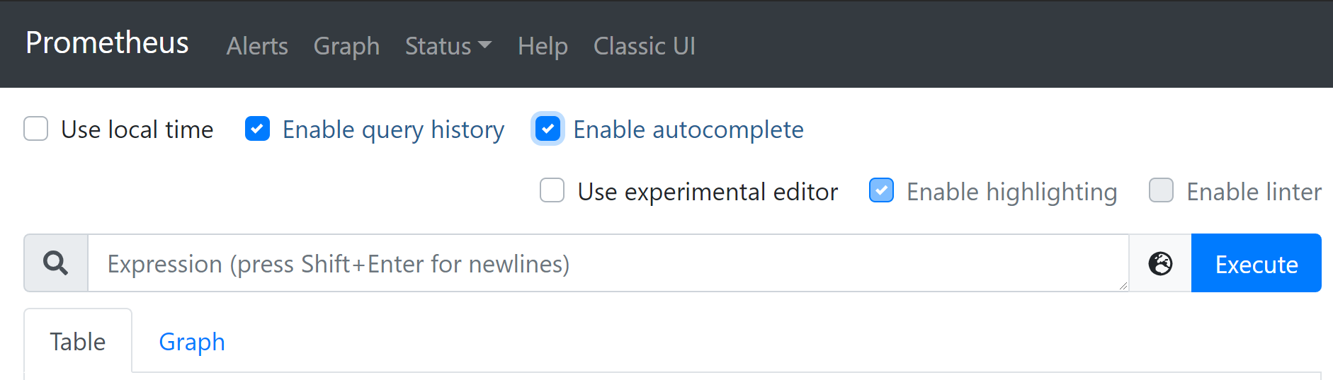 Prometheus expression bar